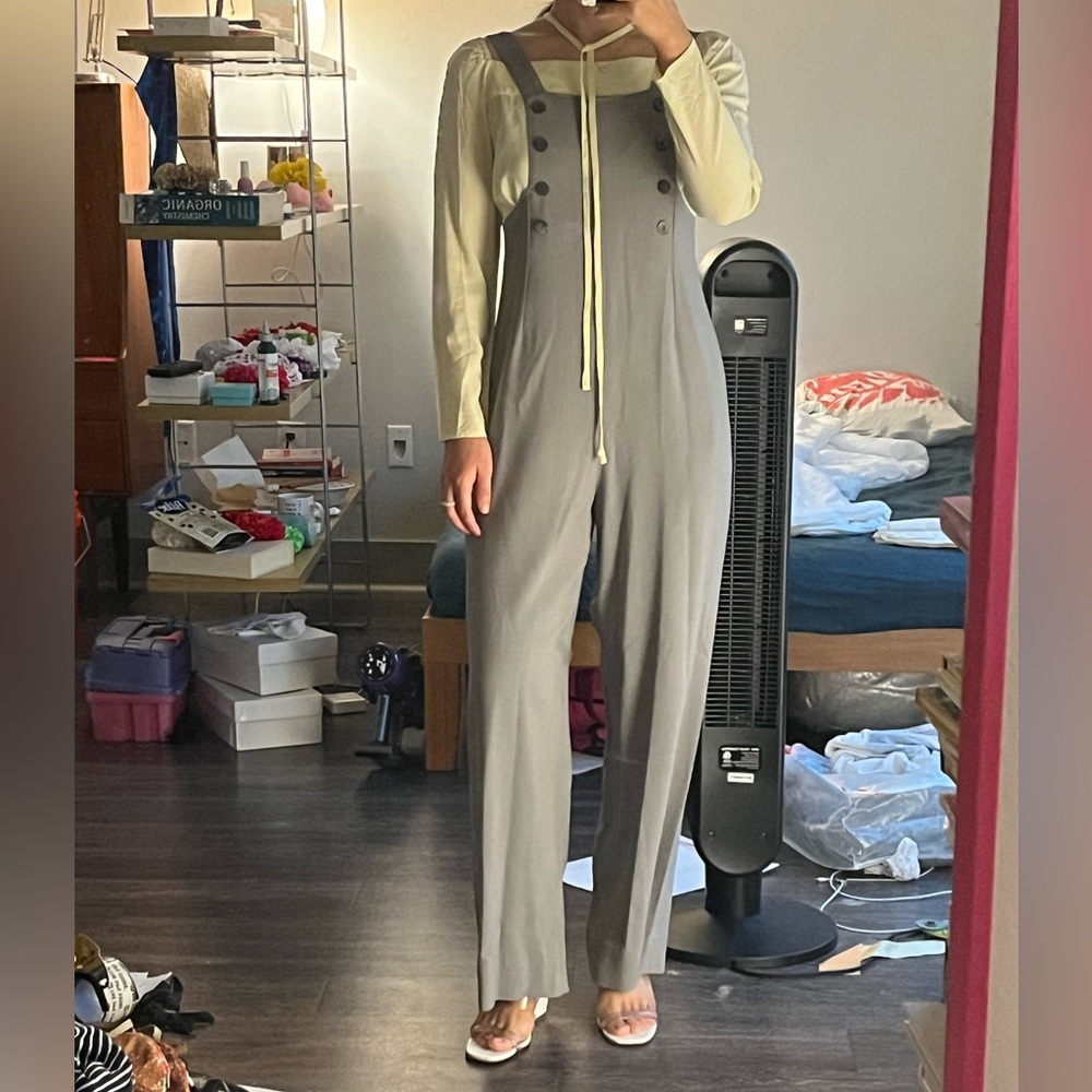 Maryam Nassir Zadeh pinafore apron jumpsuit overall gray suiting US2 XS S